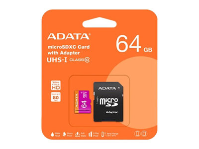 کارت حافظه‌ microSDXC ای دیتا مدل Premier کلاس 10 استاندارد UHS-I U1 سرعت 80MBps ظرفیت 64 گیگابایت