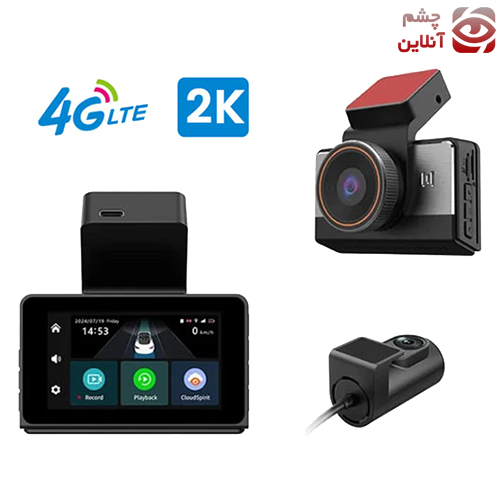 دوربین ثبت وقایع خودرو سیم کارتی دو دوربین 2K مدل TANT-4G-3L